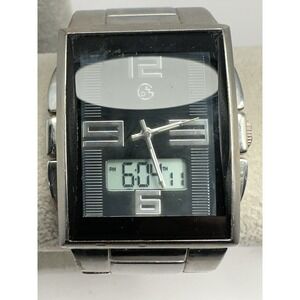 George GEO22940W Mens Tank Watch New Battery 34MM 8" Silver‎ Tone H53